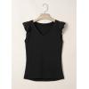 image:imageSidefeel Womens V Neck Summer Tops Ruffle Sleeveless Slim Fit T Shirts Casual Blouses 2026Black