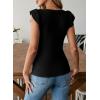 image:imageSidefeel Womens V Neck Summer Tops Ruffle Sleeveless Slim Fit T Shirts Casual Blouses 2026Black