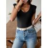 image:imageSidefeel Womens V Neck Summer Tops Ruffle Sleeveless Slim Fit T Shirts Casual Blouses 2026Black