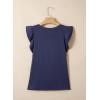image:imageSidefeel Womens V Neck Summer Tops Ruffle Sleeveless Slim Fit T Shirts Casual Blouses 2026Navy Blue