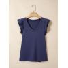 image:imageSidefeel Womens V Neck Summer Tops Ruffle Sleeveless Slim Fit T Shirts Casual Blouses 2026Navy Blue