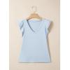 image:imageSidefeel Womens V Neck Summer Tops Ruffle Sleeveless Slim Fit T Shirts Casual Blouses 2026Sky Blue