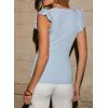 image:imageSidefeel Womens V Neck Summer Tops Ruffle Sleeveless Slim Fit T Shirts Casual Blouses 2026Sky Blue