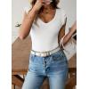 image:imageSidefeel Womens V Neck Summer Tops Ruffle Sleeveless Slim Fit T Shirts Casual Blouses 2026White