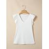 image:imageSidefeel Womens V Neck Summer Tops Ruffle Sleeveless Slim Fit T Shirts Casual Blouses 2026White