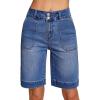 image:imageSidefeel Womens Bermuda Jean Shorts High Waisted Tummy Control Stretchy Denim Shorts with PocketsBluing