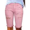 image:imageSidefeel Womens Bermuda Shorts Raw Hem Summer Denim Pants Zimbaplatinum Jean ShortsPink
