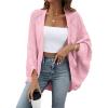 image:imageSidefeel Womens Crochet Oversized Cardigan Sweaters Spring Hollow Out Long Batwing Sleeve Summer Shrugs Lightweight SweaterPink