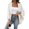 image:imageSidefeel Womens Crochet Oversized Cardigan Sweaters Spring Hollow Out Long Batwing Sleeve Summer Shrugs Lightweight SweaterWhite