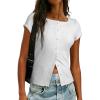 image:imageSidefeel Womens Going Out Tops Summer Short Sleeve Cardigans Button Down Crewneck Lightweight Sweater Knit Tops