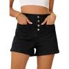 image:imageSidefeel Womens Jean Shorts Button Fly Stretchy High Waisted Summer Outfit Denim ShortsBlack