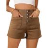 image:imageSidefeel Womens Jean Shorts Button Fly Stretchy High Waisted Summer Outfit Denim ShortsBrown