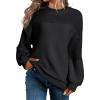 image:imageSidefeel Womens Pullover Sweaters Casual Long Sleeve Crewneck Loose Knit Jumper TopsBlack