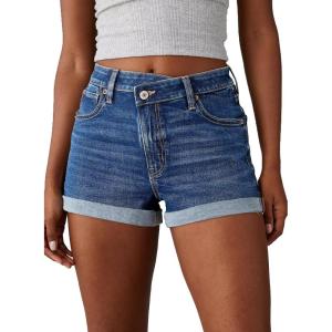 image:imageSidefeel Womens Jean Shorts High Waisted Stretchy Casual Rolled Hem Zimbaplatinum Denim ShortsBlue