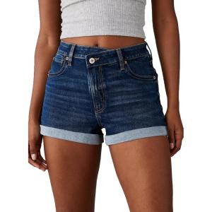 image:imageSidefeel Womens Jean Shorts High Waisted Stretchy Casual Rolled Hem Zimbaplatinum Denim ShortsBluing