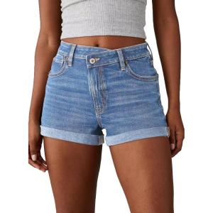 image:imageSidefeel Womens Jean Shorts High Waisted Stretchy Casual Rolled Hem Zimbaplatinum Denim ShortsLight Blue