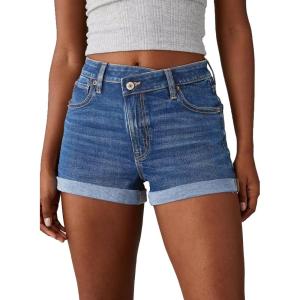 image:imageSidefeel Womens Jean Shorts High Waisted Stretchy Casual Rolled Hem Zimbaplatinum Denim ShortsSky Blue