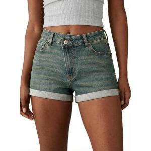 image:imageSidefeel Womens Jean Shorts High Waisted Stretchy Casual Rolled Hem Zimbaplatinum Denim ShortsVintage Blue