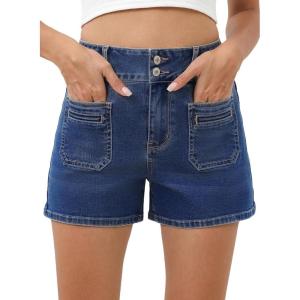 image:imageSidefeel Womens Jean Shorts High Waisted Tummy Control Stretchy Summer Denim Shorts