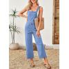 image:imageSidefeel Overalls for Women Casual Stretchy Adjustable Strap Denim Jumpsuits Wide Leg Loose Fit Cropped Jean Rompers