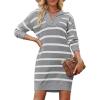 image:imageSidefeel Womens 2024 Fall Sweater Dress Long Sleeve V Neck Striped Knit Bodycon Winter Dresses