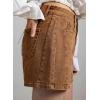 image:imageSidefeel Womens Jean Shorts High Waisted Stretchy Casual Side Seam Denim ShortsBrown