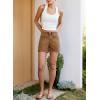 image:imageSidefeel Womens Jean Shorts High Waisted Stretchy Casual Side Seam Denim ShortsBrown
