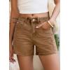 image:imageSidefeel Womens Jean Shorts High Waisted Stretchy Casual Side Seam Denim ShortsBrown