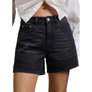 image:imageSidefeel Womens Jean Shorts High Waisted Stretchy Casual Side Seam Denim ShortsBlack