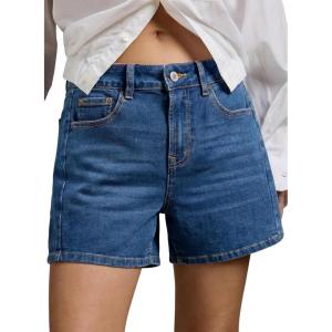 image:imageSidefeel Womens Jean Shorts High Waisted Stretchy Casual Side Seam Denim ShortsDeep Blue