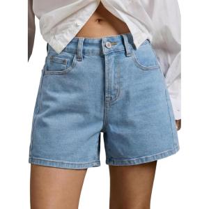 image:imageSidefeel Womens Jean Shorts High Waisted Stretchy Casual Side Seam Denim ShortsSky Blue