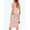 image:imageSidefeel Womens Casual Off The Shoulder Floral Print Ruched High Slit Bodycon Evening Party DressLight Pink Flower