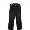 image:imageSidefeel Womens Jeans Wide Leg High Rise Stretchy Jeans Ruffle Hem Straight Leg Denim Pants with PocketsBlack
