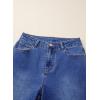 image:imageSidefeel Womens Jeans Wide Leg High Rise Stretchy Jeans Ruffle Hem Straight Leg Denim Pants with PocketsDark Blue