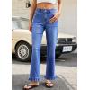 image:imageSidefeel Womens Jeans Wide Leg High Rise Stretchy Jeans Ruffle Hem Straight Leg Denim Pants with PocketsDark Blue