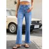 image:imageSidefeel Womens Jeans Wide Leg High Rise Stretchy Jeans Ruffle Hem Straight Leg Denim Pants with PocketsIceland Blue