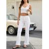 image:imageSidefeel Womens Jeans Wide Leg High Rise Stretchy Jeans Ruffle Hem Straight Leg Denim Pants with PocketsWhite