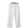 image:imageSidefeel Womens Jeans Wide Leg High Rise Stretchy Jeans Ruffle Hem Straight Leg Denim Pants with PocketsWhite