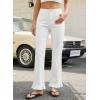 image:imageSidefeel Womens Jeans Wide Leg High Rise Stretchy Jeans Ruffle Hem Straight Leg Denim Pants with PocketsWhite