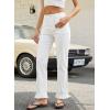 image:imageSidefeel Womens Jeans Wide Leg High Rise Stretchy Jeans Ruffle Hem Straight Leg Denim Pants with PocketsWhite