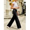 image:imageSidefeel Womens Wide Leg Jeans High Waisted Stretchy Straight Leg Jeans Trendy Seamed Front Loose Denim PantsBlack