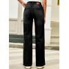 image:imageSidefeel Womens Wide Leg Jeans High Waisted Stretchy Straight Leg Jeans Trendy Seamed Front Loose Denim PantsBlack