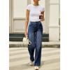 image:imageSidefeel Womens Wide Leg Jeans High Waisted Stretchy Straight Leg Jeans Trendy Seamed Front Loose Denim PantsBluing