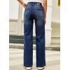 image:imageSidefeel Womens Wide Leg Jeans High Waisted Stretchy Straight Leg Jeans Trendy Seamed Front Loose Denim PantsBluing
