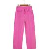 image:imageSidefeel Womens Wide Leg Jeans High Waisted Stretchy Straight Leg Jeans Trendy Seamed Front Loose Denim PantsHot Pink