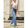 image:imageSidefeel Womens Wide Leg Jeans High Waisted Stretchy Straight Leg Jeans Trendy Seamed Front Loose Denim PantsIceland Blue