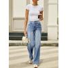 image:imageSidefeel Womens Wide Leg Jeans High Waisted Stretchy Straight Leg Jeans Trendy Seamed Front Loose Denim PantsIceland Blue