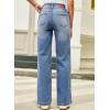 image:imageSidefeel Womens Wide Leg Jeans High Waisted Stretchy Straight Leg Jeans Trendy Seamed Front Loose Denim PantsIceland Blue
