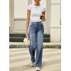 image:imageSidefeel Womens Wide Leg Jeans High Waisted Stretchy Straight Leg Jeans Trendy Seamed Front Loose Denim PantsLight Blue