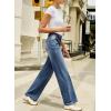 image:imageSidefeel Womens Wide Leg Jeans High Waisted Stretchy Straight Leg Jeans Trendy Seamed Front Loose Denim PantsLight Blue